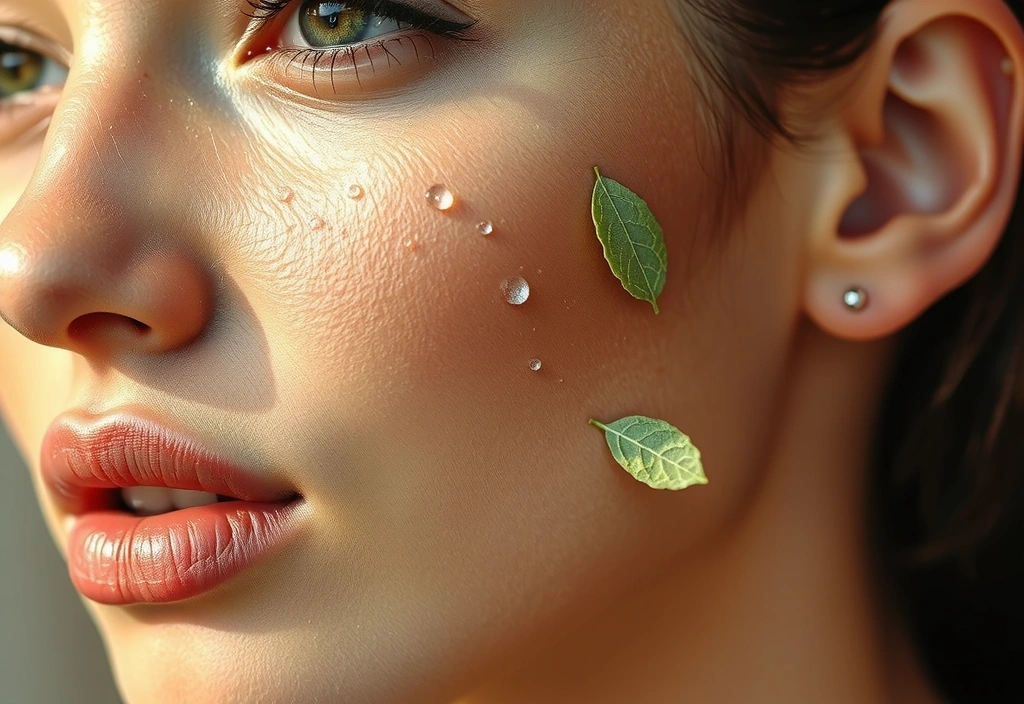 A woman with glowing skin, surrounded by delicate botanical elements, representing radiant skin secrets.